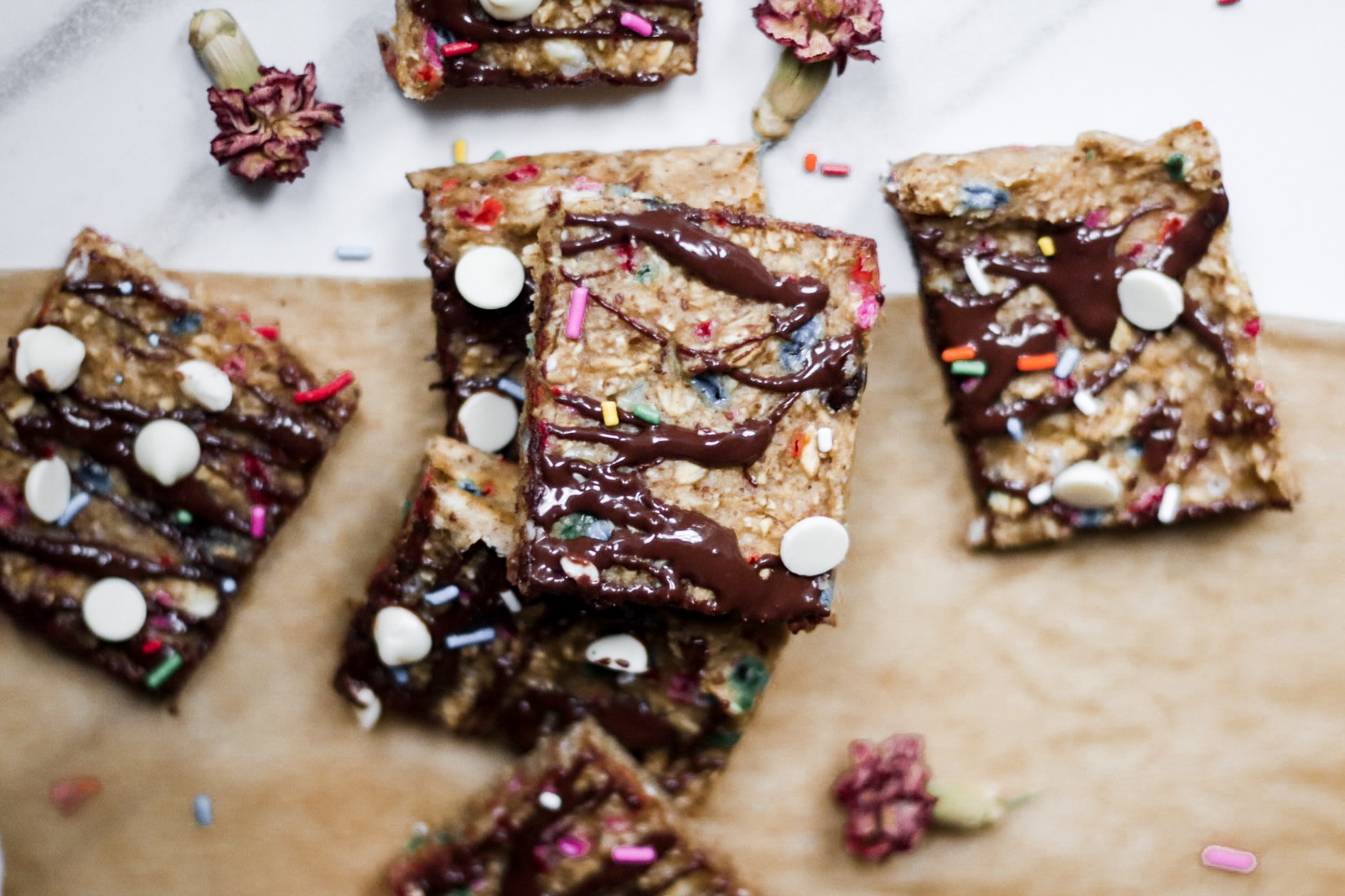 black & white funfetti oat bars