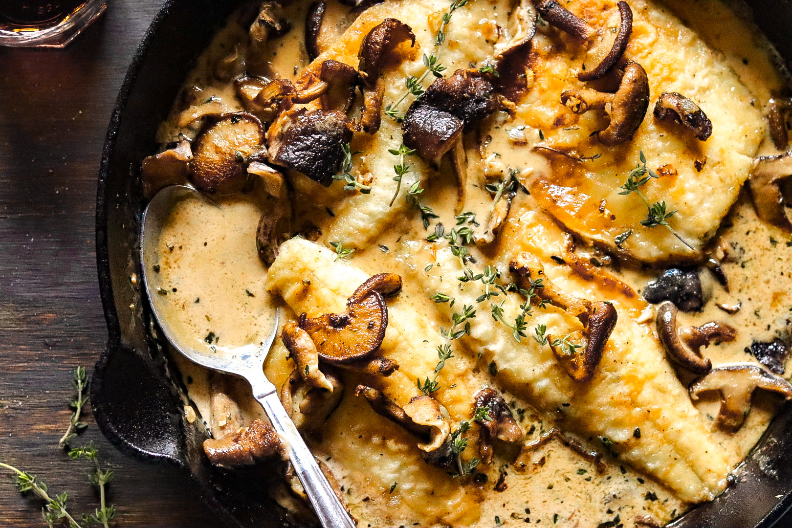 35 minute creamy white fish and mushroom marsala