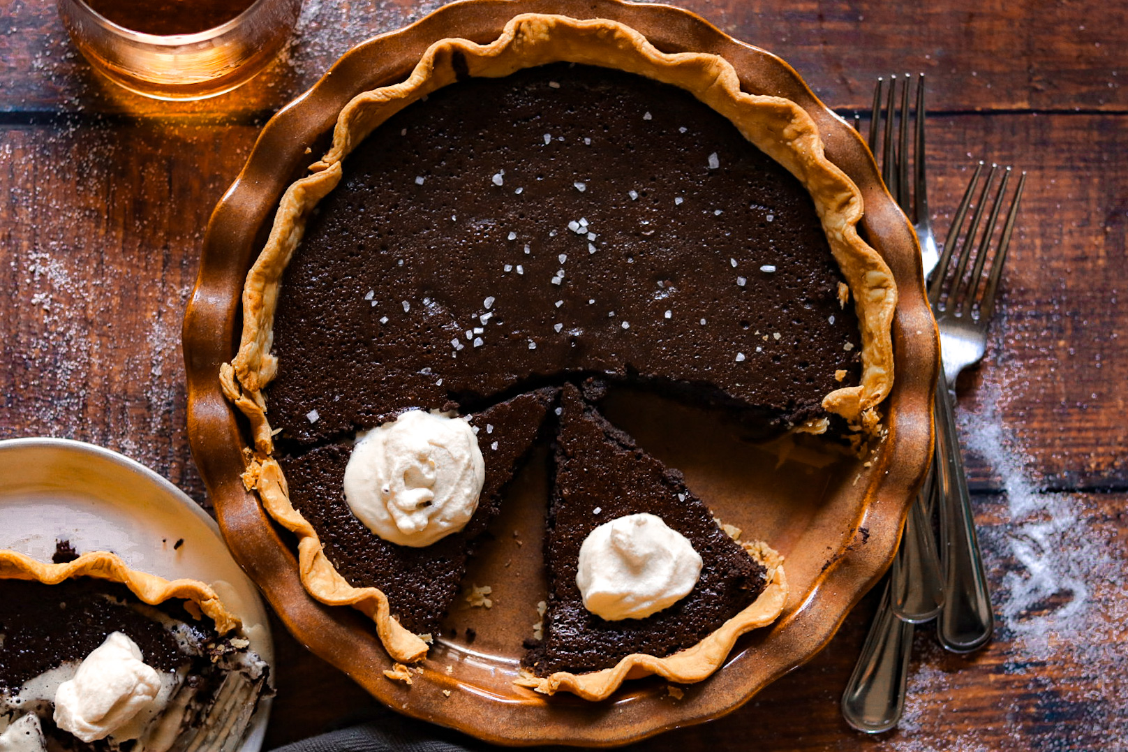 boozy espresso fudge brownie pie
