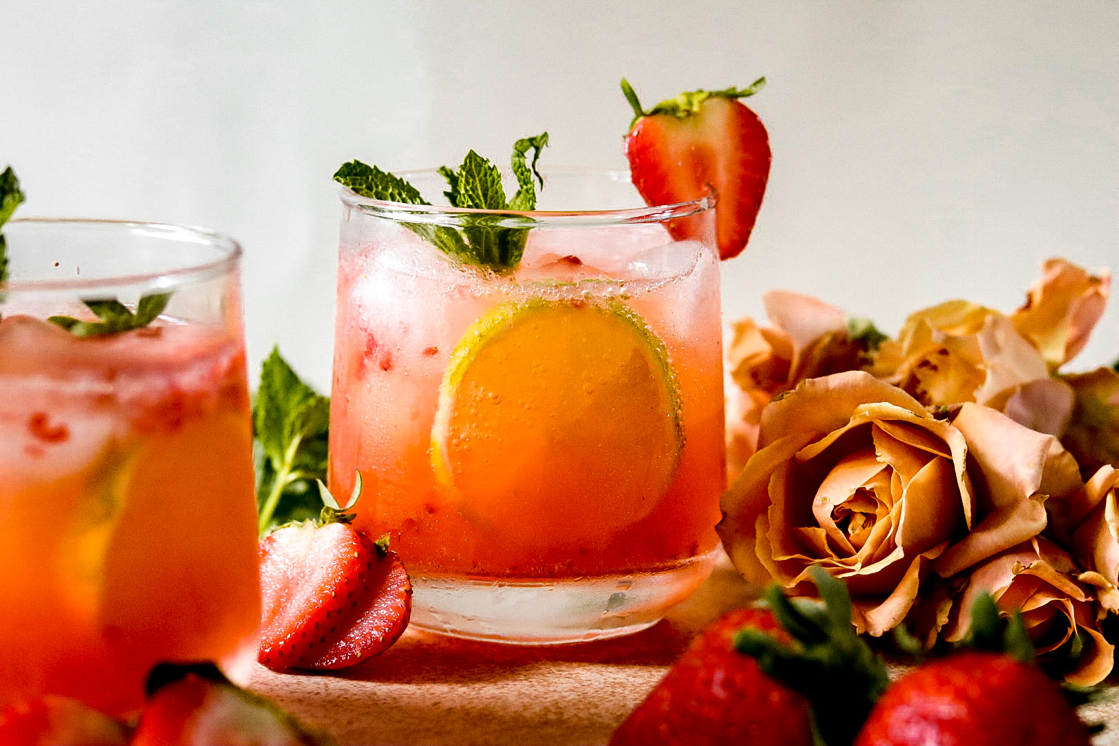 fresh strawberry lime spritz