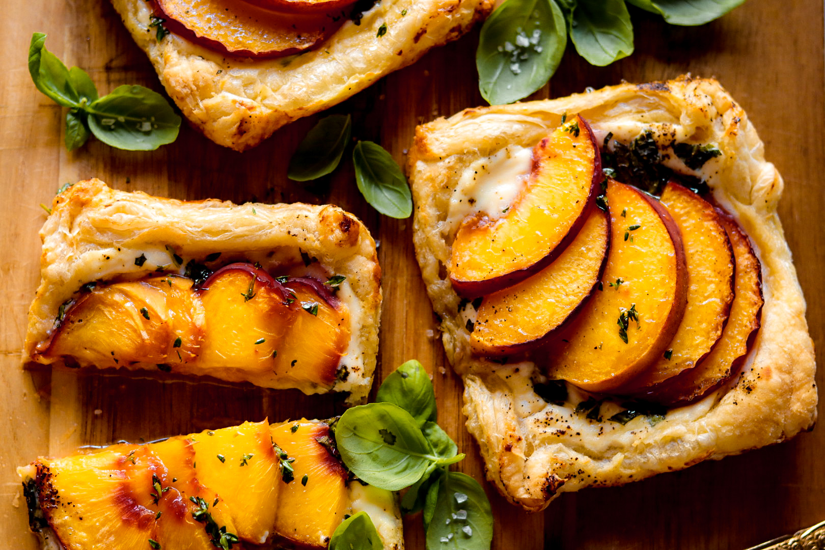 peach ricotta tarts with lemon thyme honey