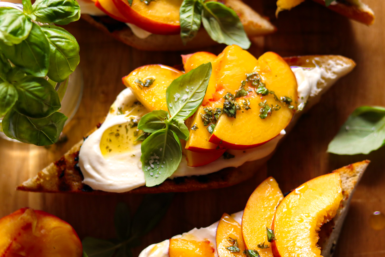 whipped feta peach garlic bread