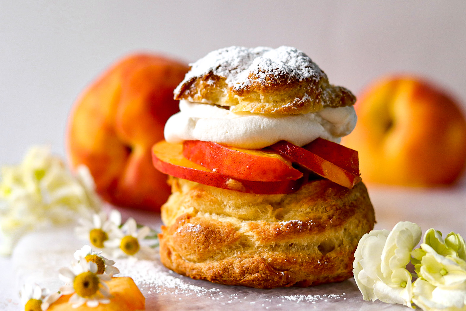 brown sugar peaches and cream puffs