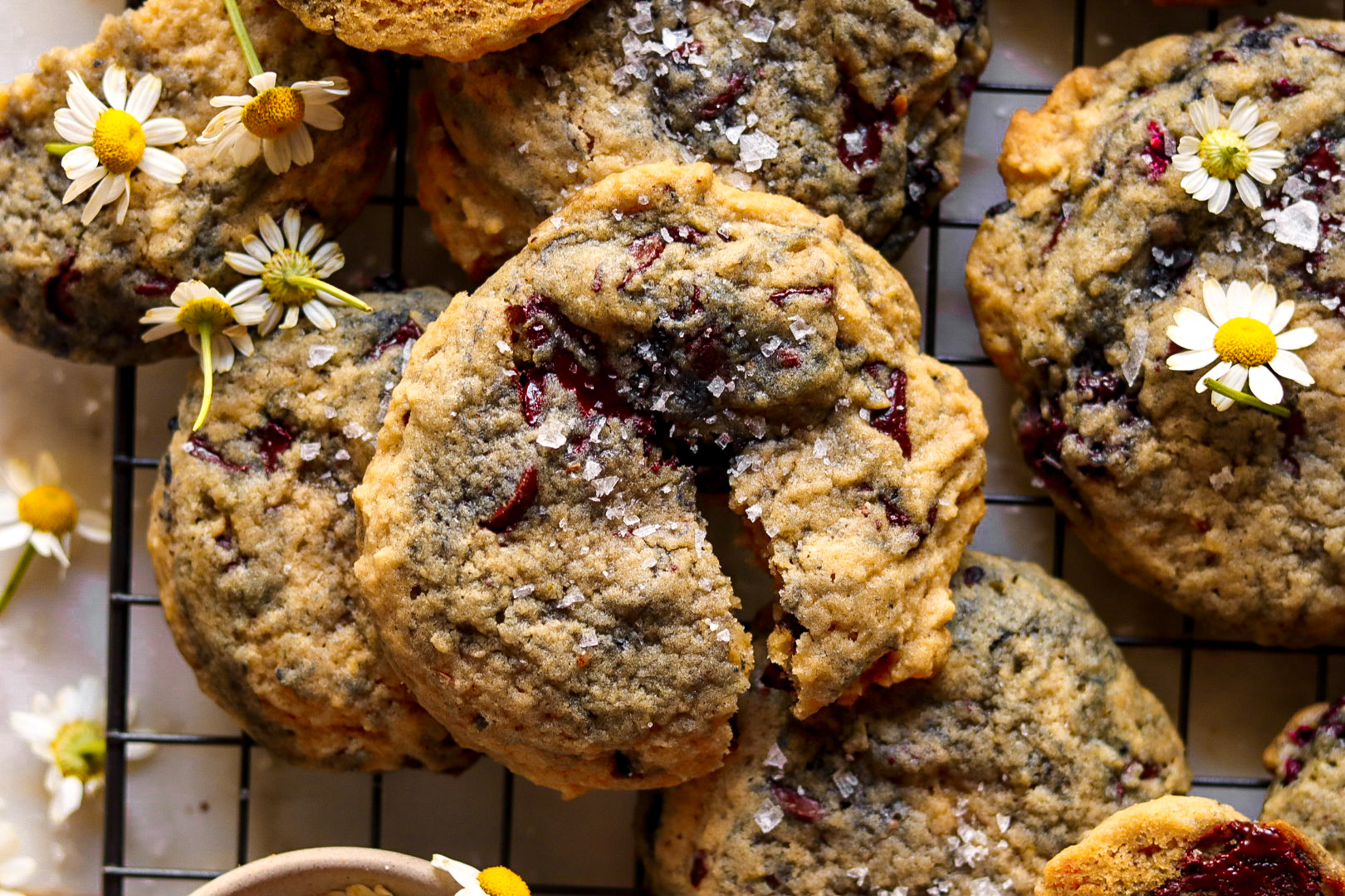 blackberry lavender chocolate chip cookies