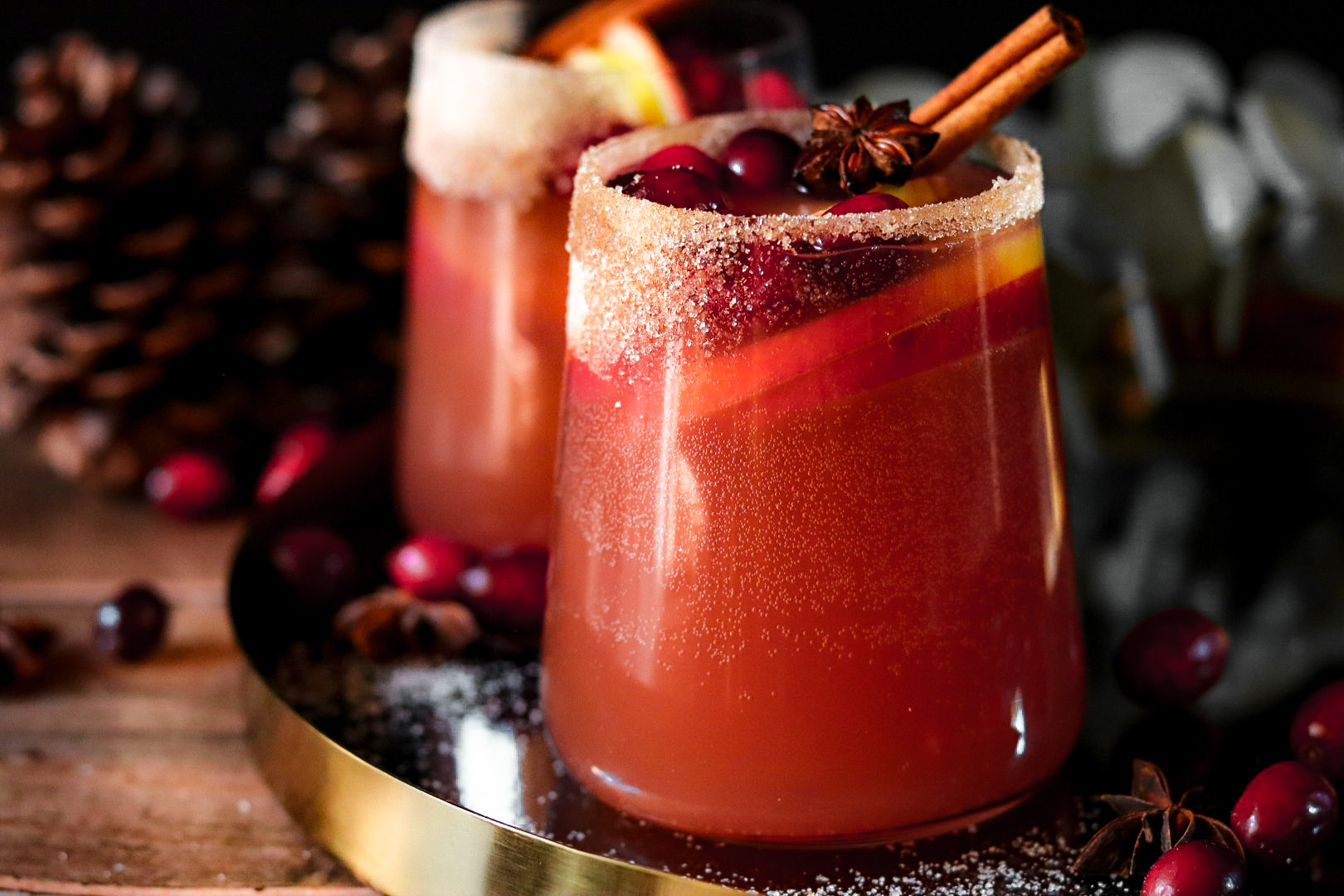 sparkling cranberry cider tequila punch