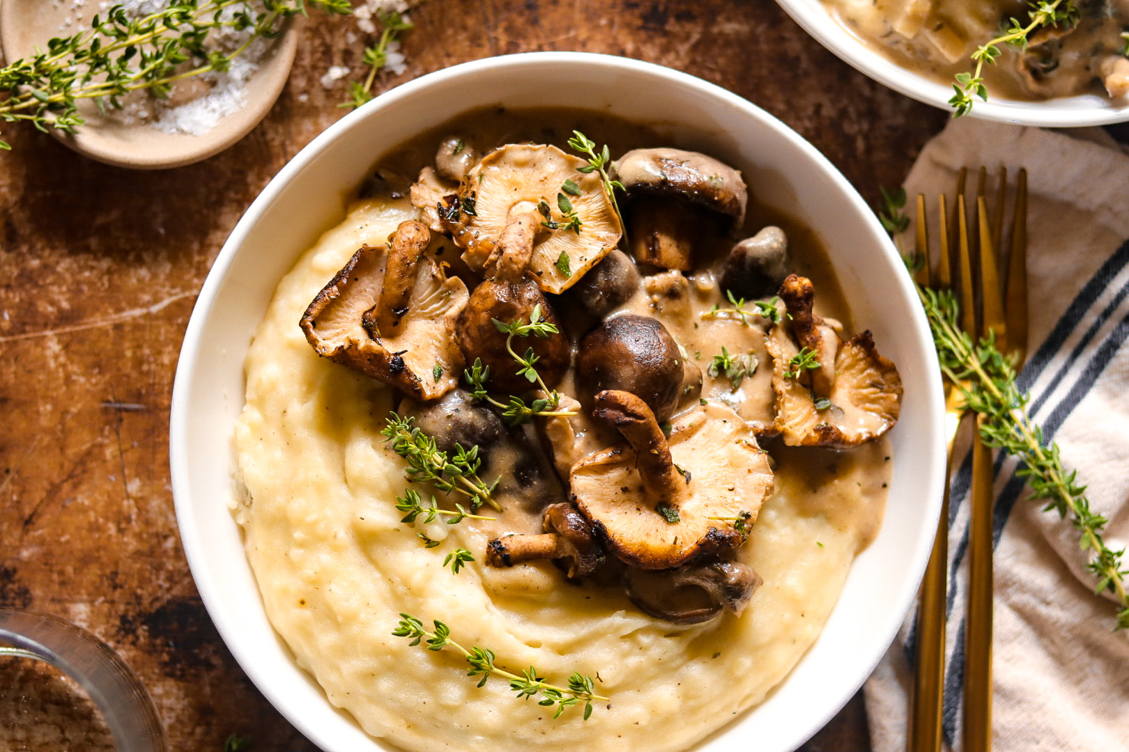 french wine braised creamy mushrooms