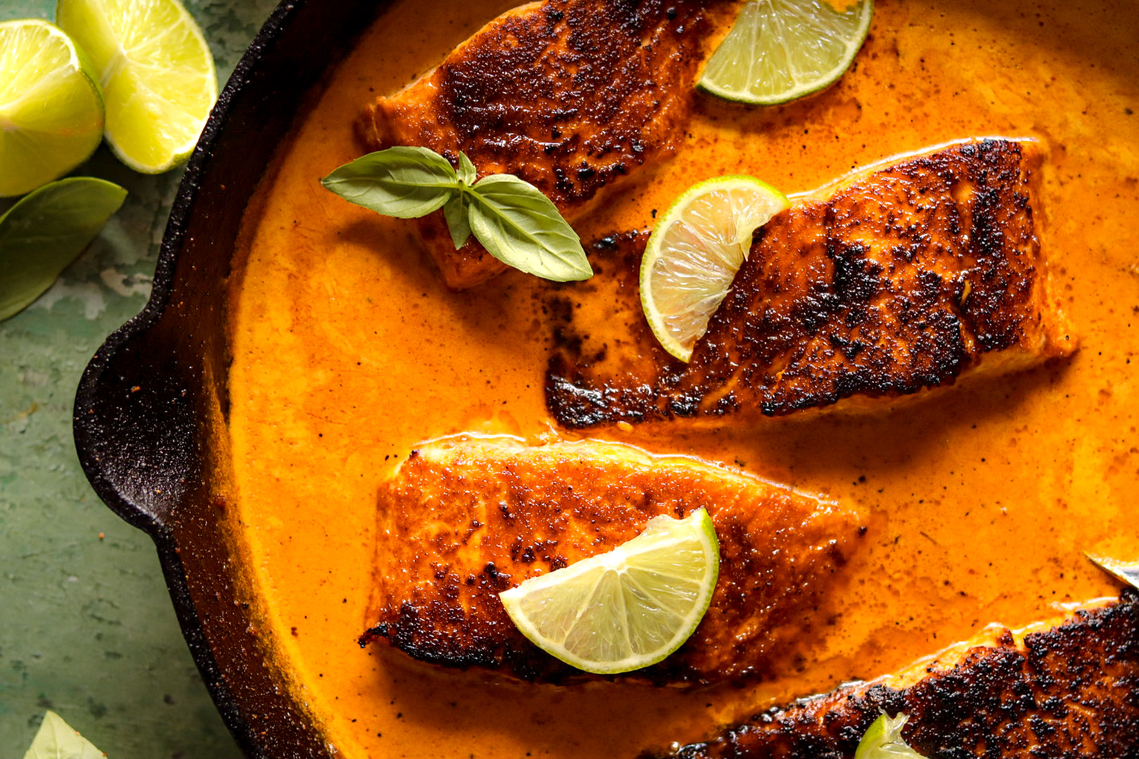 one skillet thai basil coconut curry salmon