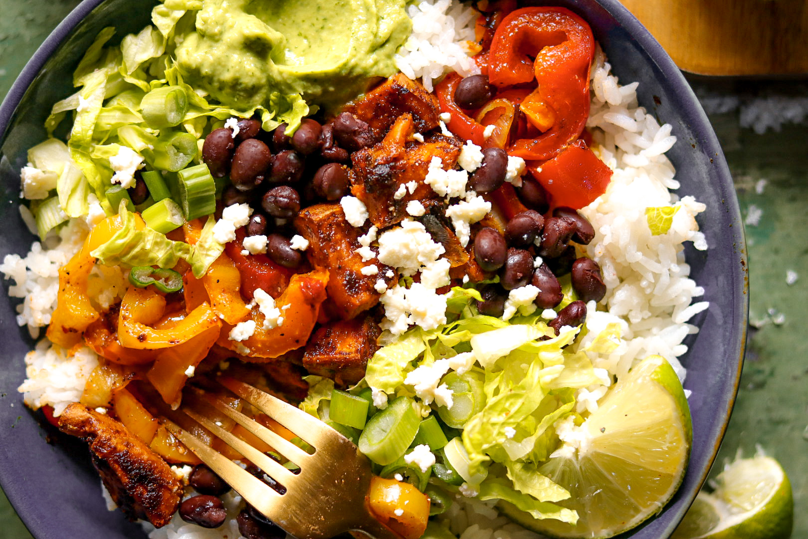 sheet pan spicy sweet potato fajita bowls