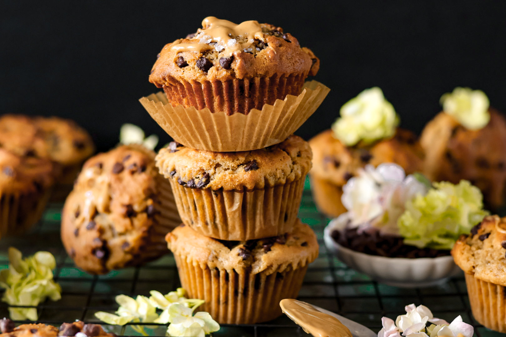 bakery style peanut butter chocolate chip muffins