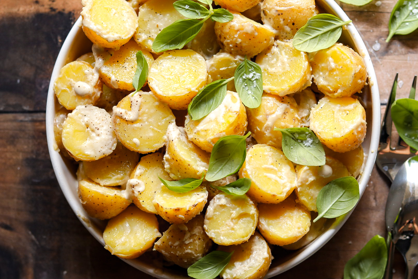 creamy caesar potato salad