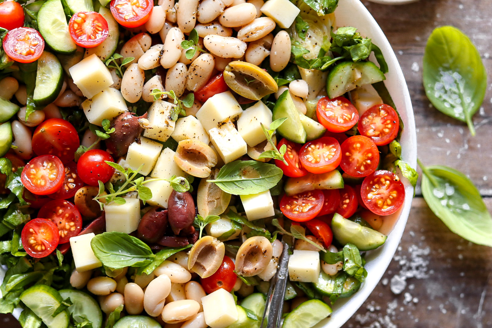 italian chopped olive and white bean salad