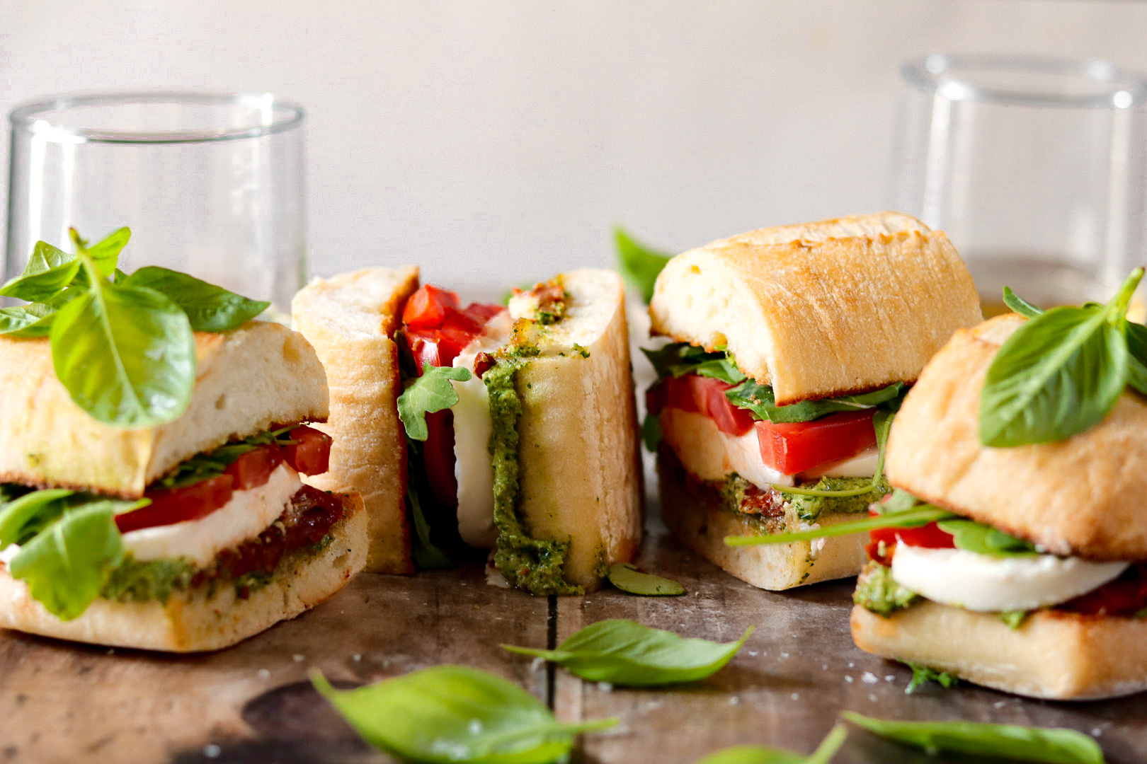 arugula pesto caprese sandwich