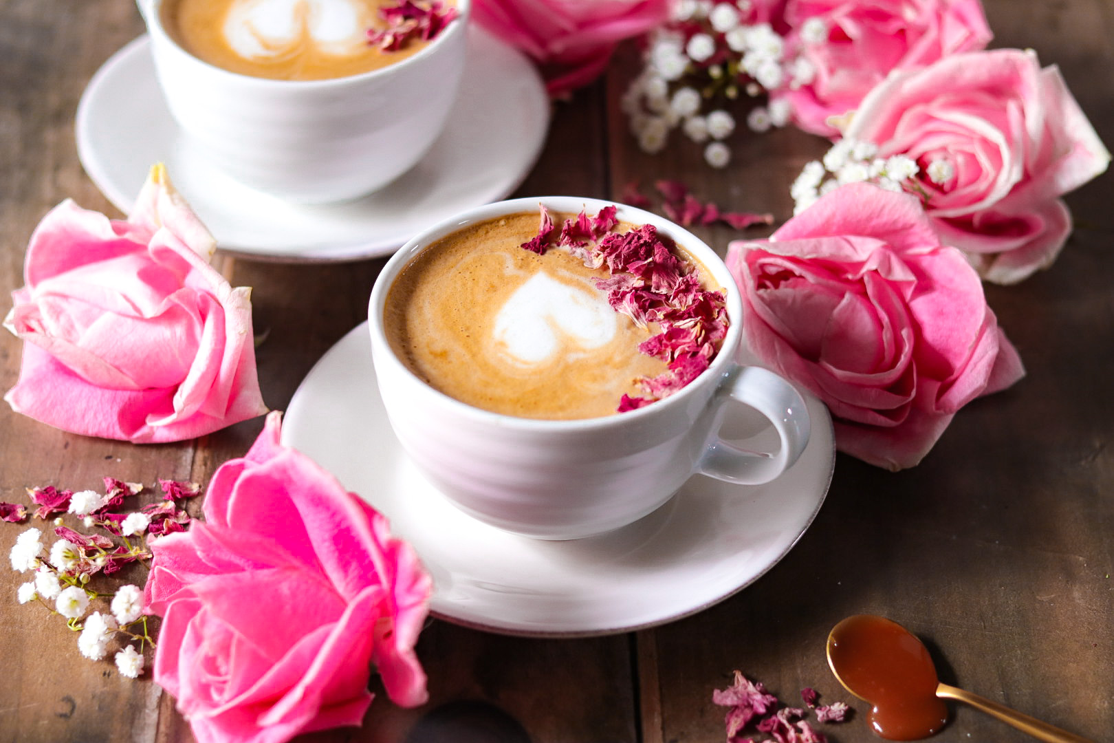 salted caramel rose latte