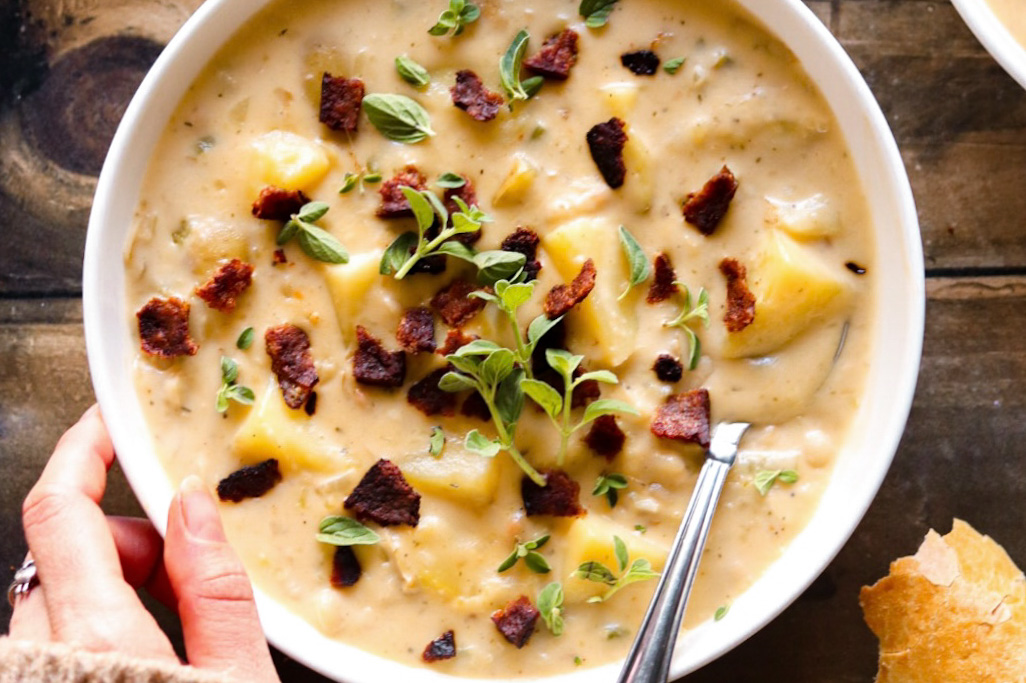 creamy bacon potato white bean soup