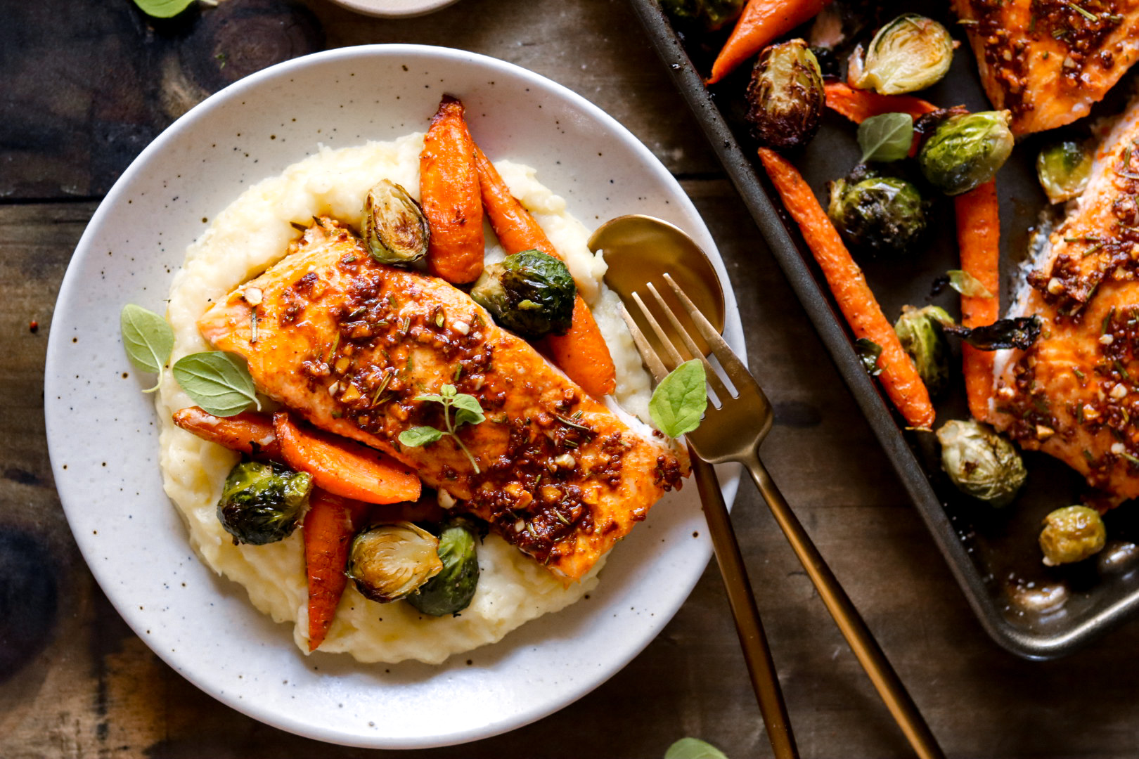 sheet pan farmhouse salmon roast