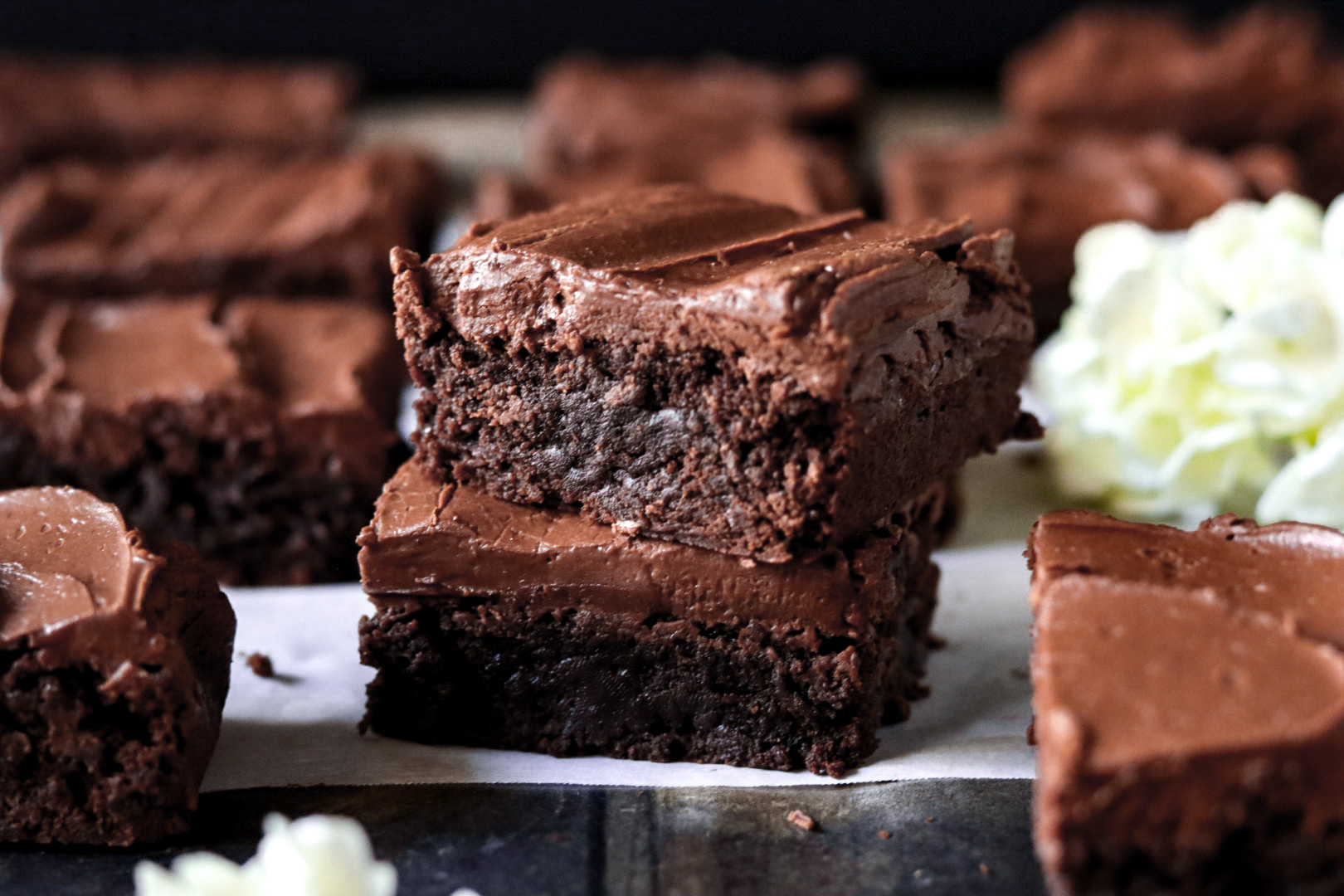old school frosted fudge brownies